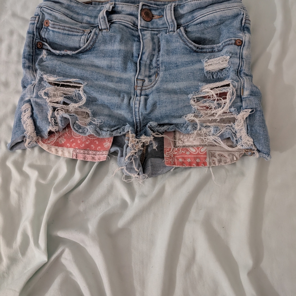 American Eagle Light Blue Distressed Jean Shorts